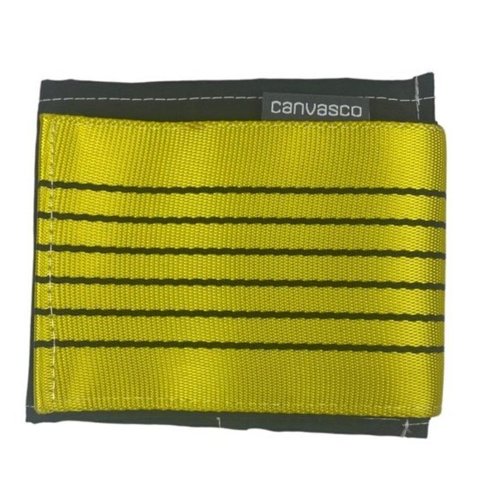 Canvasco cash Men's Black Yellow Striped Trifold Recycled Sail Wallet OS